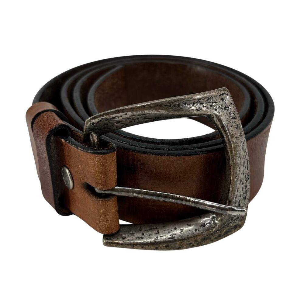 Silpada Designs Brown XL Leather Belt Distressed Hammered